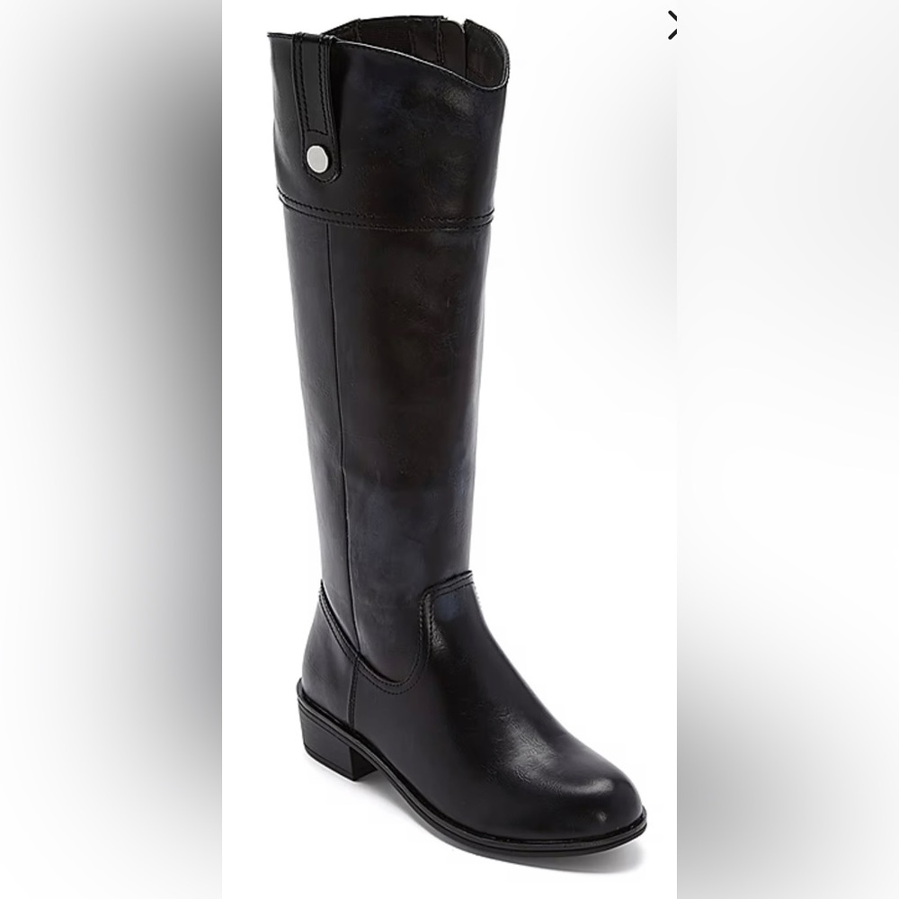 St. John's Bay Womens Black Delwood Block Heel Riding Cowboy Boots